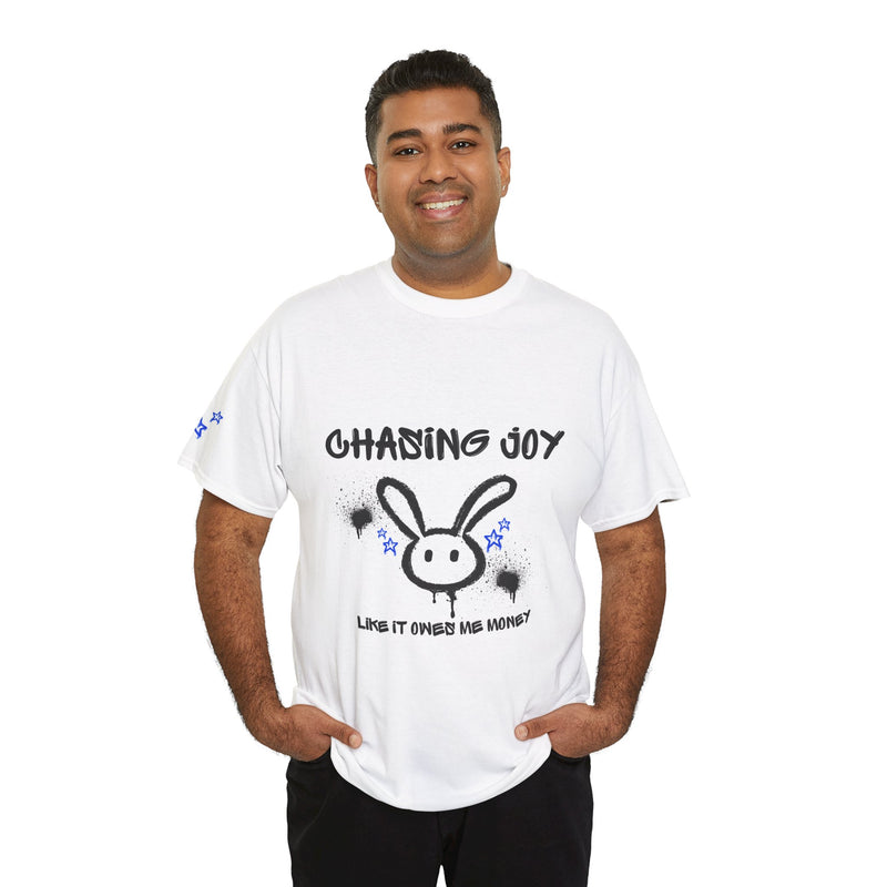Unisex Graffiti Bunny Tee – “Chasing Joy” Street Style Shirt for Bold, Playful Vibes