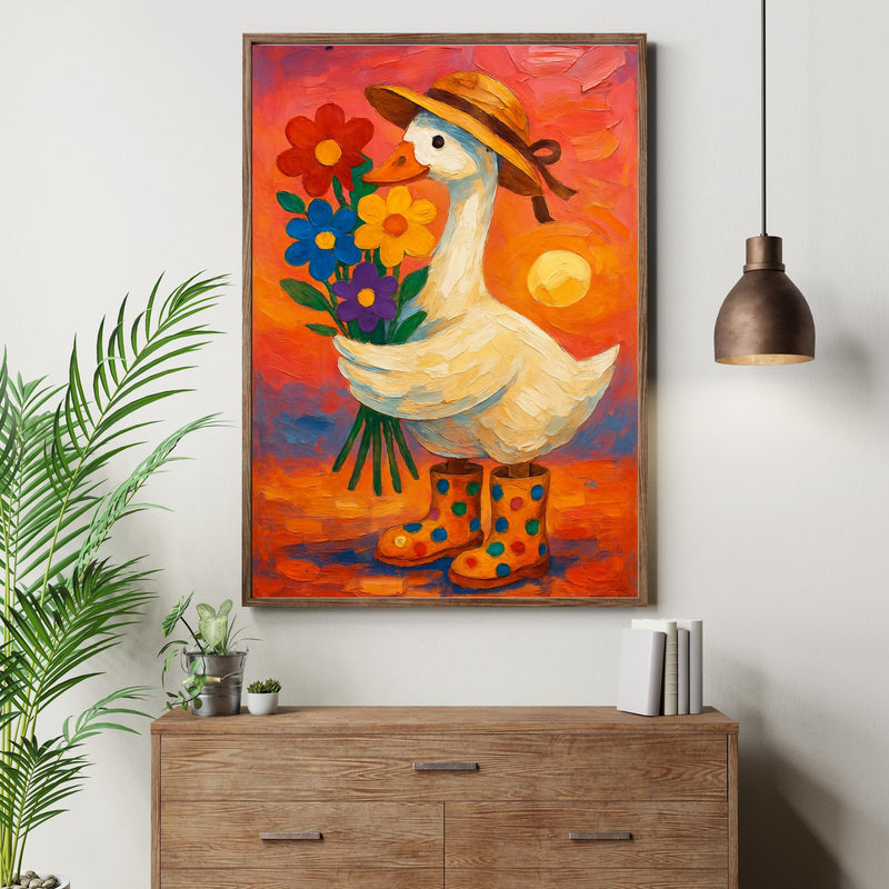 Whimsical Goose Digital  Wall Art – Colorful Farm Animal Printable for Nursery or Kids Room