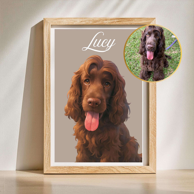 Custom Pet Portrait from Photo – Personalized Digital Dog Art & Memorial Gift