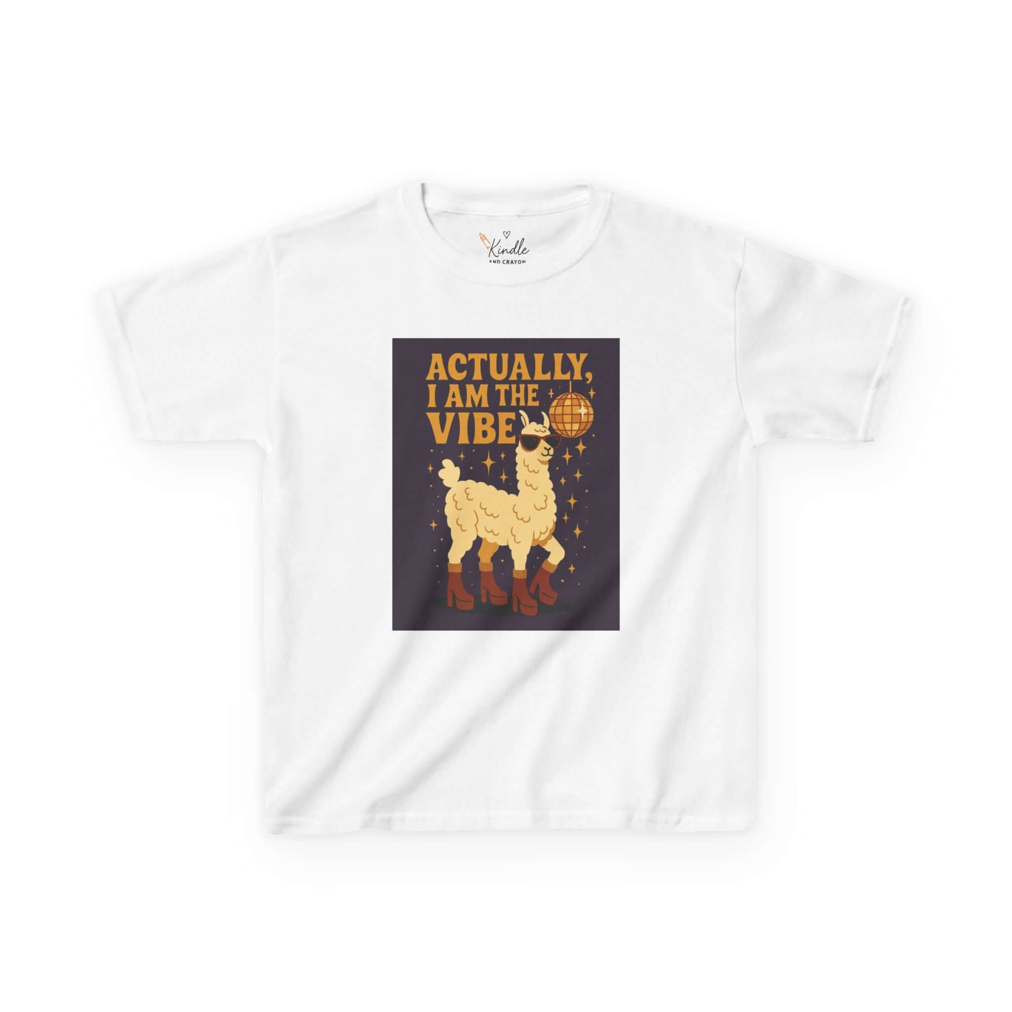 Actually, I Am the Vibe – Unisex Kids Disco Llama Tee