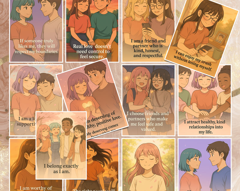 15 Relationship Affirmation Cards for Teen Girls | Set 5 of 6 | Printable A6, PDF & Mobile | Healthy Boundaries & Self-Worth