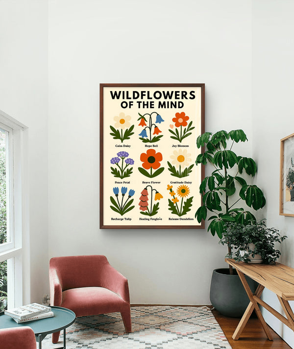 Wildflowers of the Mind Digital Print, Mental Health Wall Art, Therapy Office Decor