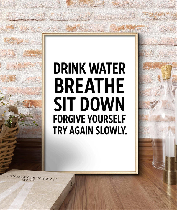 Minimalist Inspirational Wall Art – Self-Care Quote Digital Poster for Mental Health Decor