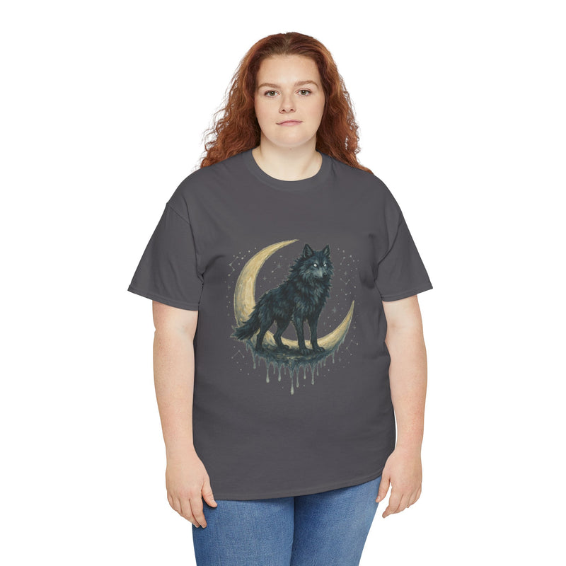 Lunar Wolf Graphic Tee, Unisex Cotton T-shirt, Moon Phase Shirt