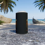 Certified Grill Legend Stubby Cooler on a beach, perfect for keeping drinks cool at outdoor events.