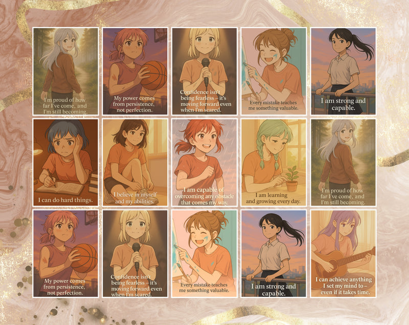 Digital Affirmation Cards for Teen Girls – A6 Printable & Mobile Friendly Positive Affirmations for Confidence, Motivation & Resilience