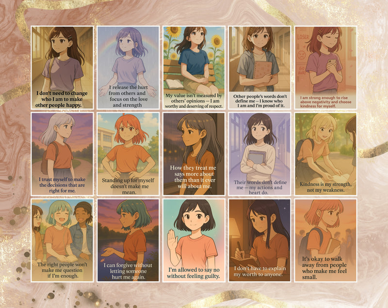 15 Positive Affirmation Cards for Teen Girls – Bullying & Boundaries Support