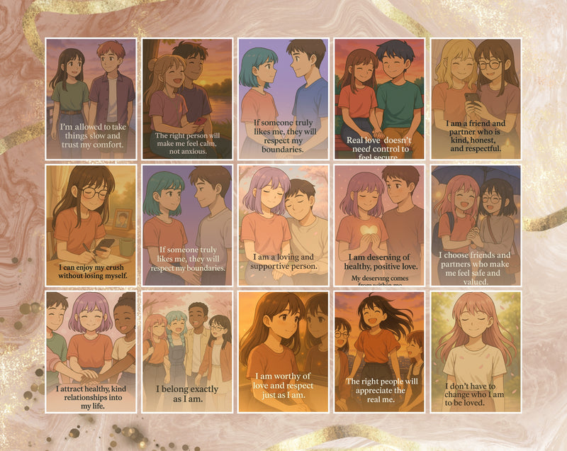 15 Relationship Affirmation Cards for Teen Girls | Set 5 of 6 | Printable A6, PDF & Mobile | Healthy Boundaries & Self-Worth