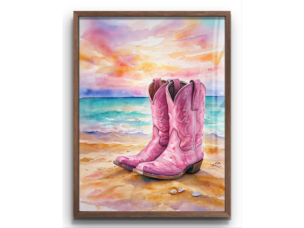 Coastal Cowgirl Boots Digital  Wall Art – Western Beach Printable