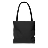 Black cotton tote bag with sturdy handles, ideal for grocery shopping and casual outings.