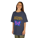 Kids Butterfly Tee: Soft Heart, Strong Spirit, Motivational Shirt