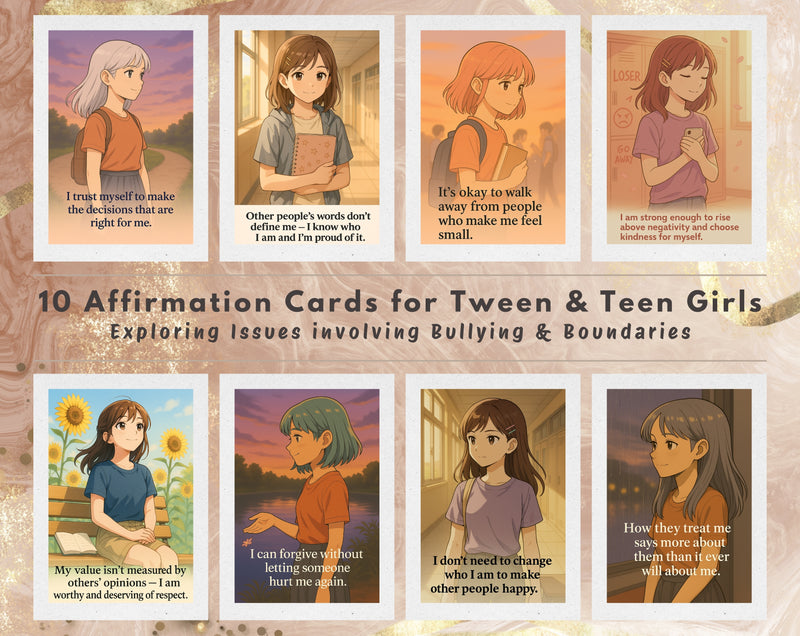 15 Positive Affirmation Cards for Teen Girls – Bullying & Boundaries Support