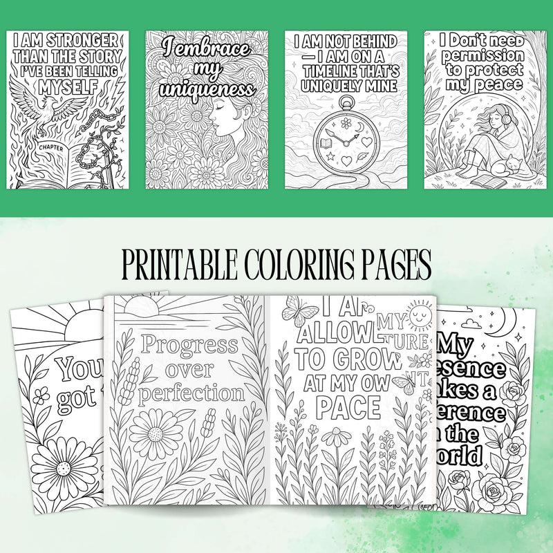 Affirmation Coloring Pages – Anxiety Relief & Mindfulness Printables for Stress Relief