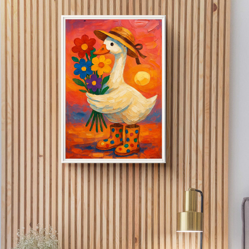 Whimsical Goose Digital  Wall Art – Colorful Farm Animal Printable for Nursery or Kids Room