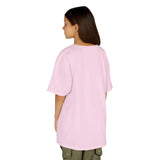 Back view of a girl wearing a pink Kids Magical Kindness Tee, showcasing its comfortable and playful design.