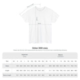Gildan 5000 t-shirt size chart with measurements in inches and centimeters for optimal fit.