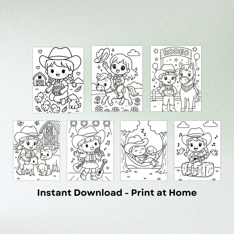Kawaii Cowgirl & Cowboy Coloring Pages – 20 Cute Western Farm Life Printables