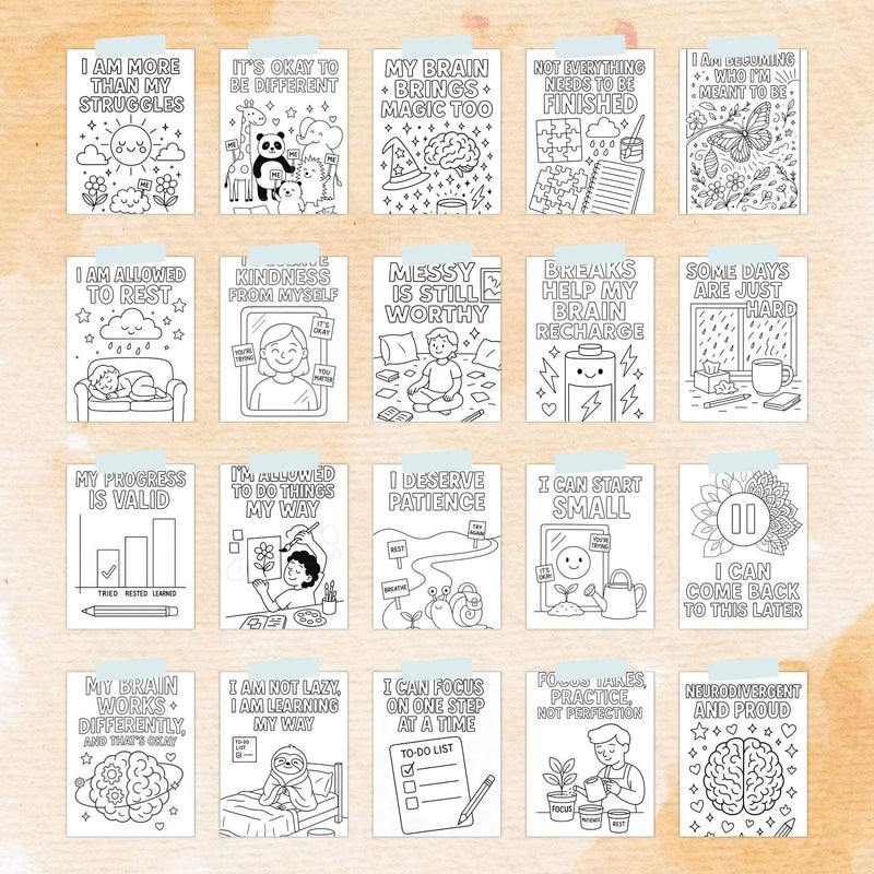 ADHD Affirmation Coloring Pages – 30 Printables for Focus & Emotional Wellness