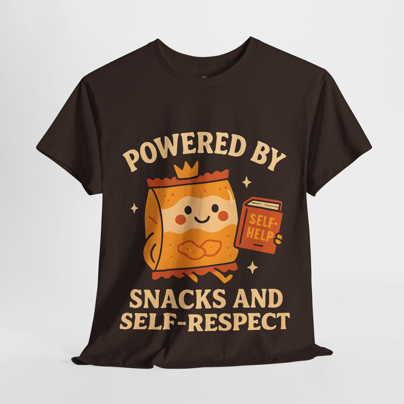 Powered by Snacks & Self-Respect” Unisex Tee – Fuel Your Day with Sass & Snacks