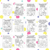 A collection of parenting affirmation coloring pages featuring uplifting quotes and designs for self-care and stress relief.