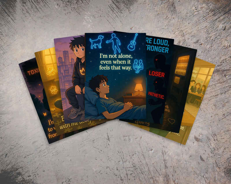 Anime Affirmation Cards for Teen Boys – Bullying & Belonging