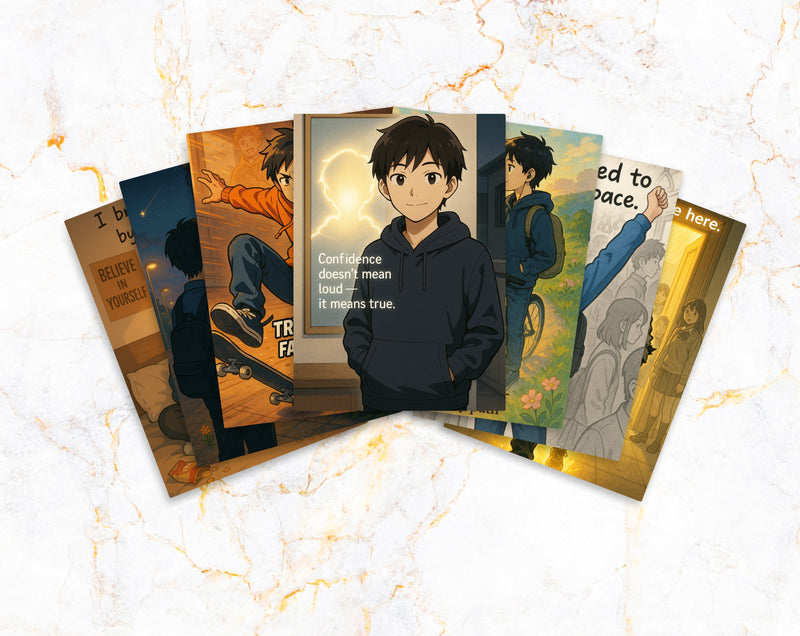 Anime Affirmation Cards for Teen Boys – Confidence & Self-Esteem
