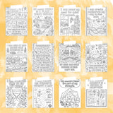 Neurodivergent coloring book pages featuring mindful affirmations for creativity and empowerment.