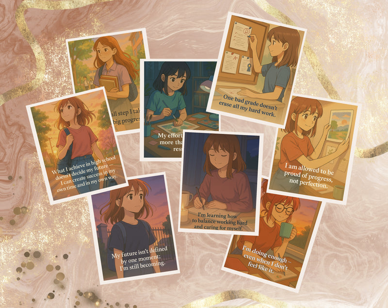 15 Academic Success Affirmation Cards for Teen Girls| Study Motivation, Self-Worth & Confidence Quotes | Set 6 of 6