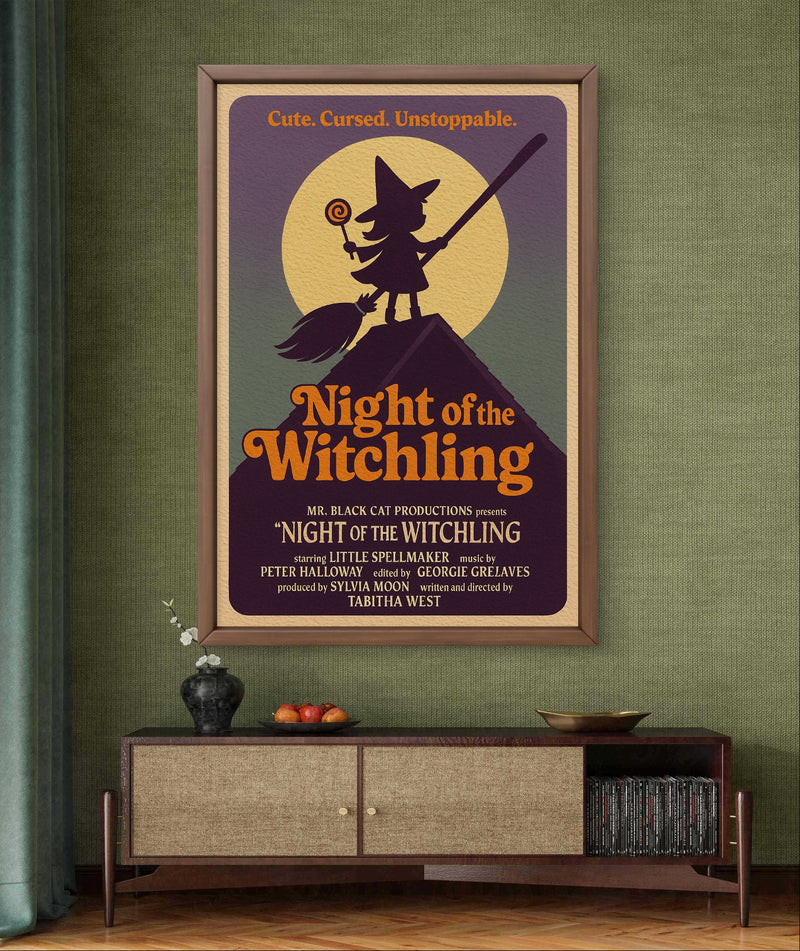 Retro Halloween Witch Poster Digital Download | Vintage Witch Wall Art Print