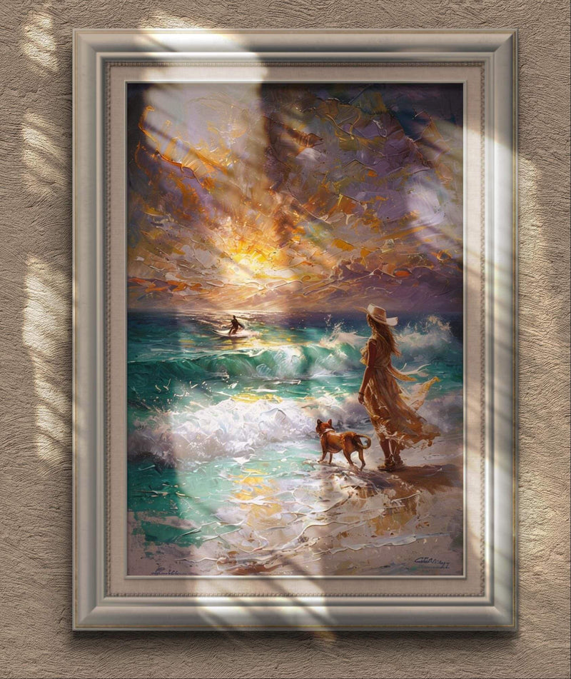 Cowgirl Coastal Beach Digital Wall Art – Western Rustic Boho