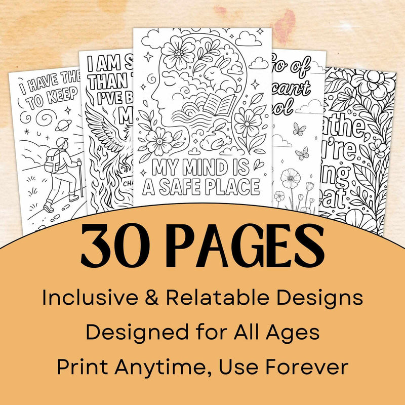 ADHD Affirmation Coloring Pages – 30 Printables for Focus & Emotional Wellness