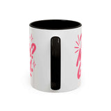 Colorful affirmation coffee mug with pink text design, perfect for cheerful mornings and home decor.