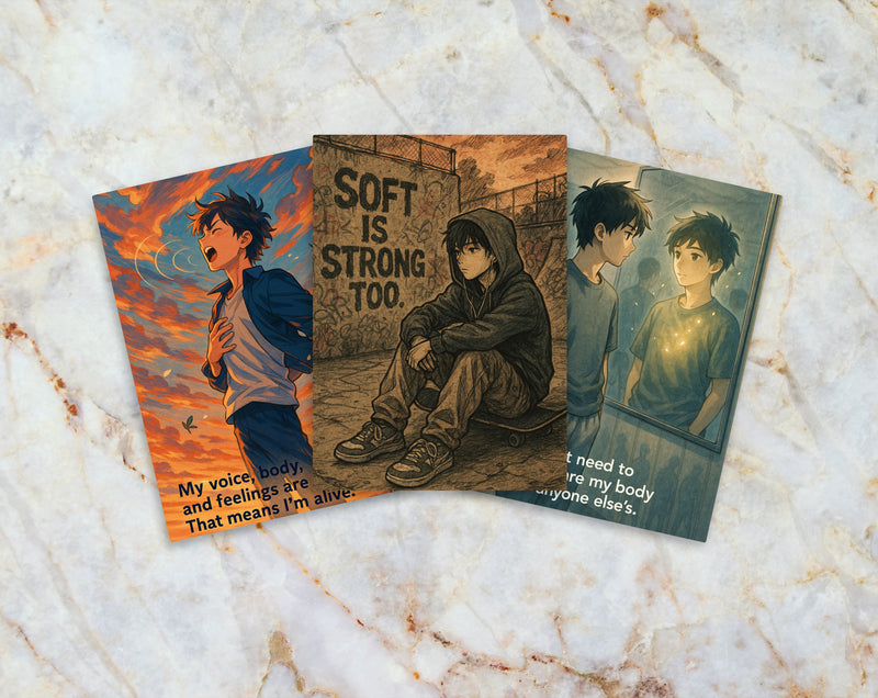 Anime Affirmation Cards for Teen Boys – Set 4 Puberty & Body Changes Printable