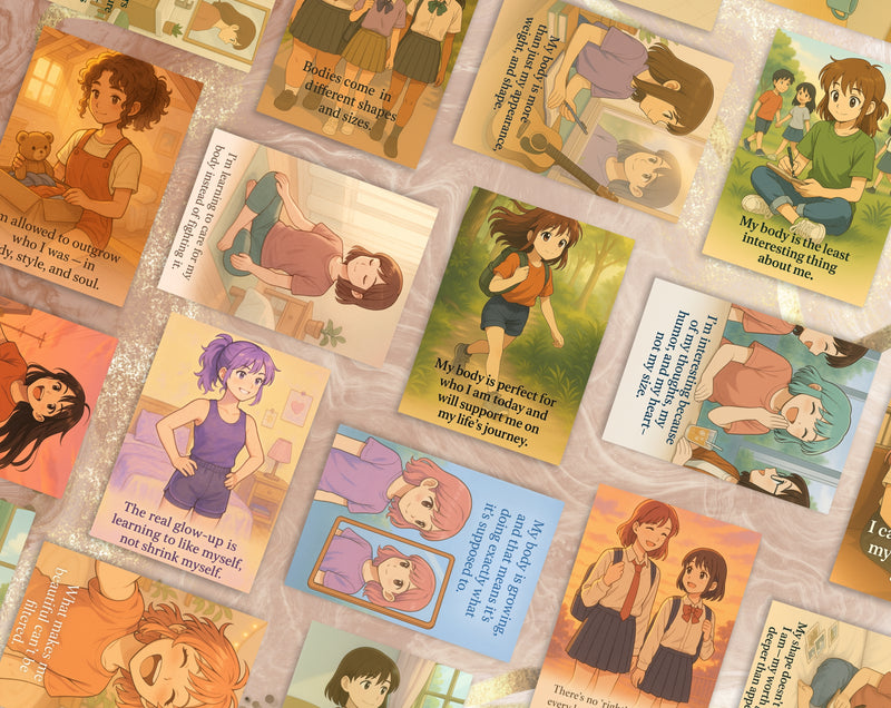 20 Positive Body Image Affirmations for Teen Girls | Printable Self-Esteem Cards | Body Confidence, Teen Mental Health | Set 4 of 6