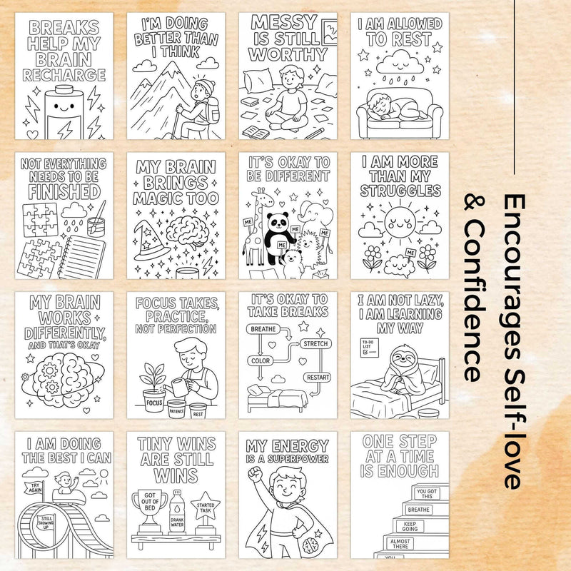 ADHD Affirmation Coloring Pages – 30 Printables for Focus & Emotional Wellness