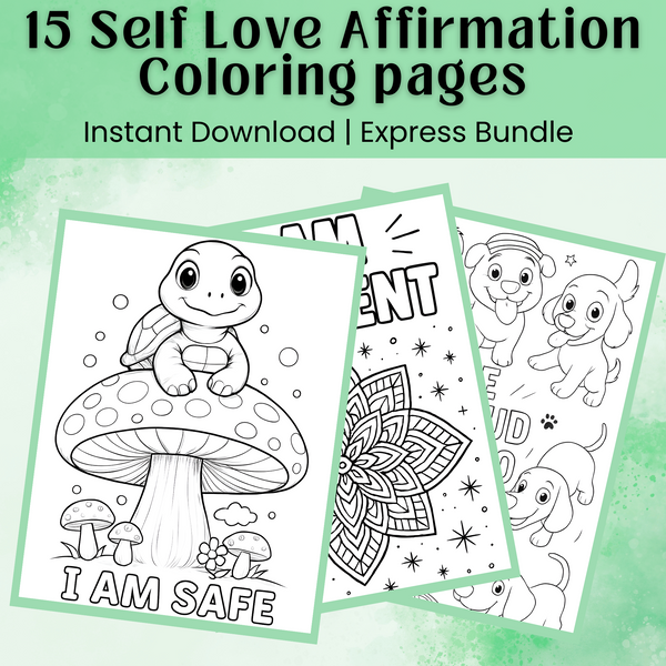 Mental Health Coloring Sheets – Positive Affirmations for Self-Care & Confidence