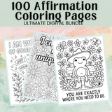 100 Self-Love & Affirmation Coloring Pages – Instant Download for Anxiety Relief