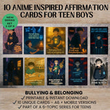 Anime Affirmation Cards for Teen Boys – Bullying & Belonging