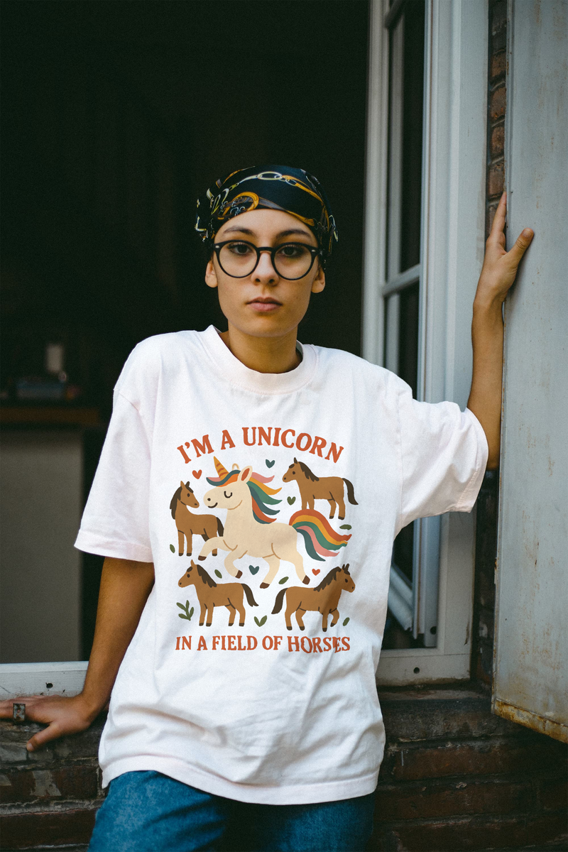Unisex Adult Unicorn & Rainbow T-Shirt – Fun Graphic Tee