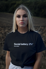 Social Battery Tee - Unisex Heavy Cotton Shirt, Funny Graphic Tee for Introverts
