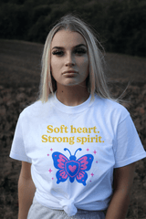 Butterfly Spirit Tee - Soft Heart, Strong Spirit Unisex Cotton Shirt, Inspirational Gift, Casualwear