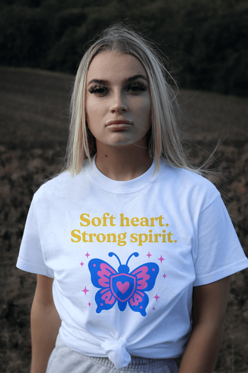 Butterfly Spirit Tee - Soft Heart, Strong Spirit Unisex Cotton Shirt, Inspirational Gift, Casualwear
