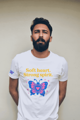Butterfly Spirit Tee - Soft Heart, Strong Spirit Unisex Cotton Shirt, Inspirational Gift, Casualwear