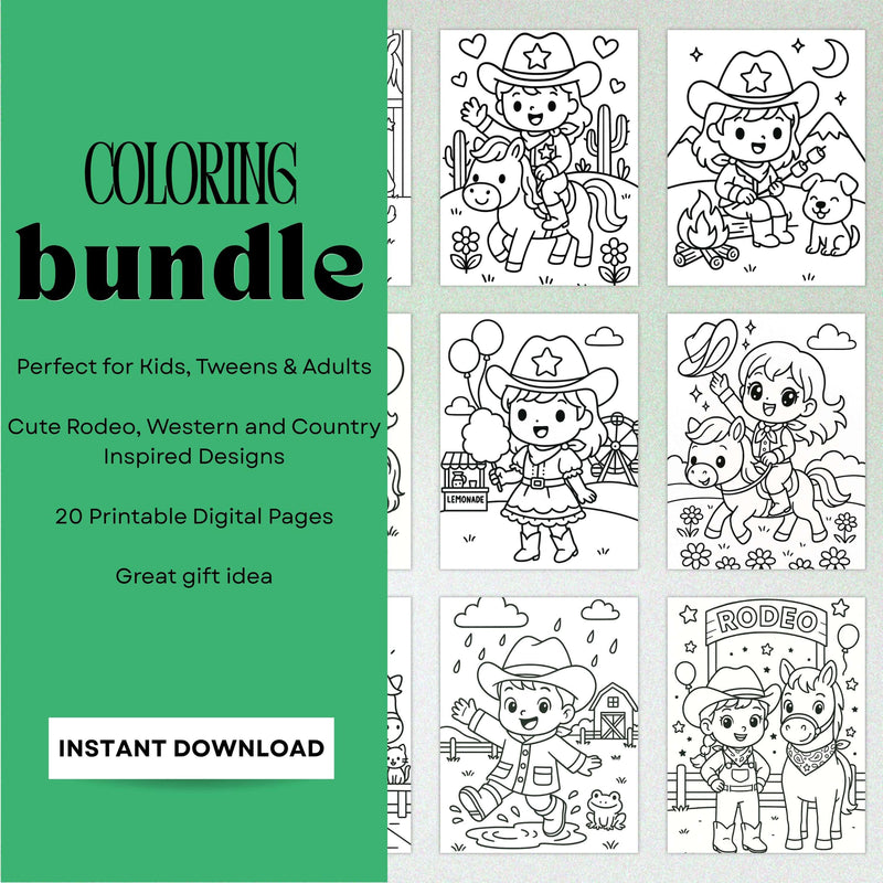 Kawaii Cowgirl & Cowboy Coloring Pages – 20 Cute Western Farm Life Printables