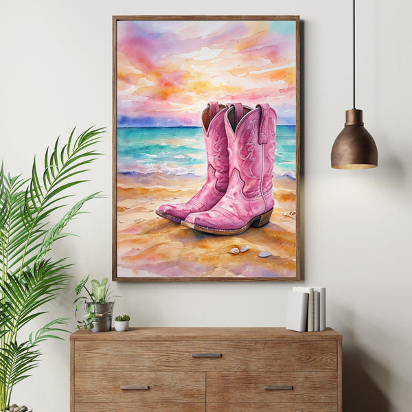 Coastal Cowgirl Boots Digital  Wall Art – Western Beach Printable