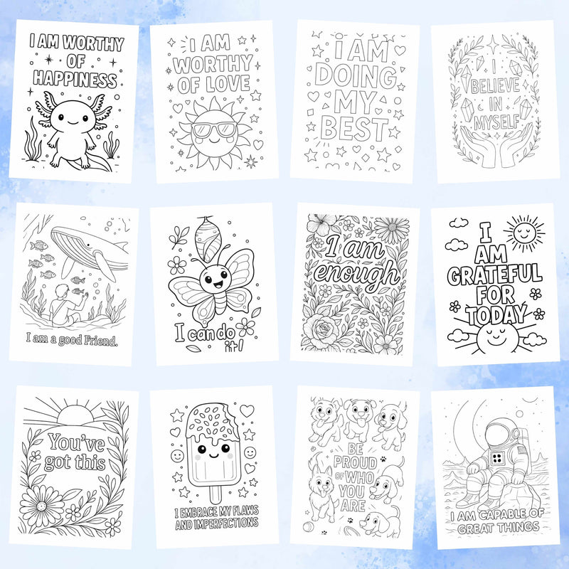 Anxiety Relief Coloring Pages – Affirmation Printables for Teens & Adults