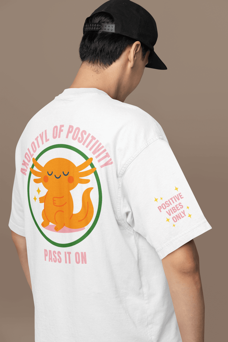 Cheerful Axolotl Tee, Unisex Cotton T-Shirt, Positive Vibes Shirt, Cute Animal Graphic Tee, Gift for Animal Lovers, Fun Casual Wear