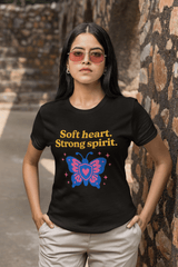 Butterfly Spirit Tee - Soft Heart, Strong Spirit Unisex Cotton Shirt, Inspirational Gift, Casualwear