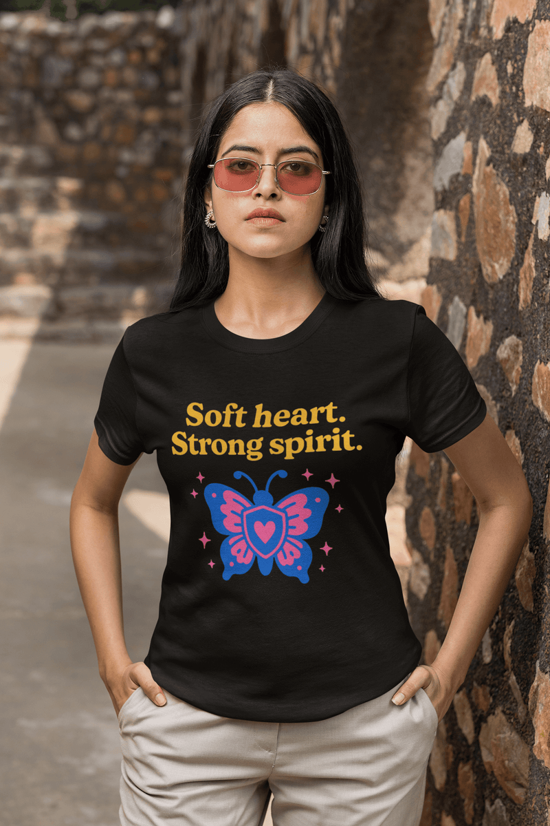 Butterfly Spirit Tee - Soft Heart, Strong Spirit Unisex Cotton Shirt, Inspirational Gift, Casualwear