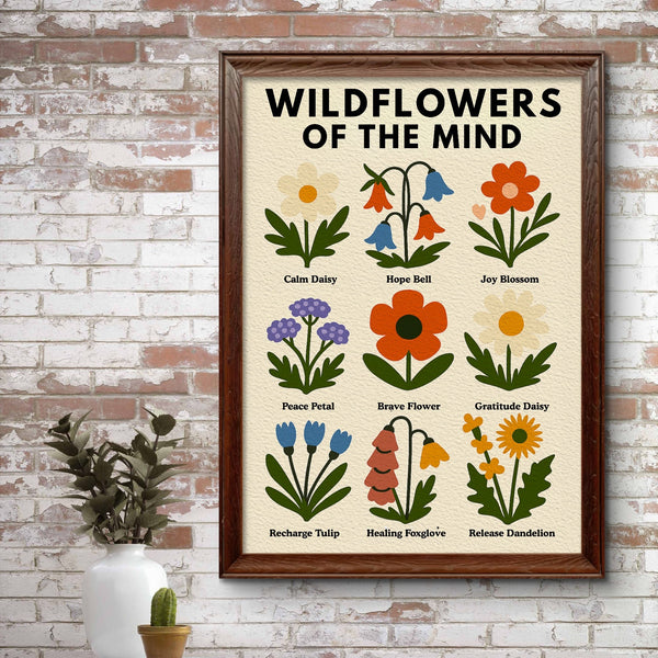 Wildflowers of the Mind Digital Print, Mental Health Wall Art, Therapy Office Decor